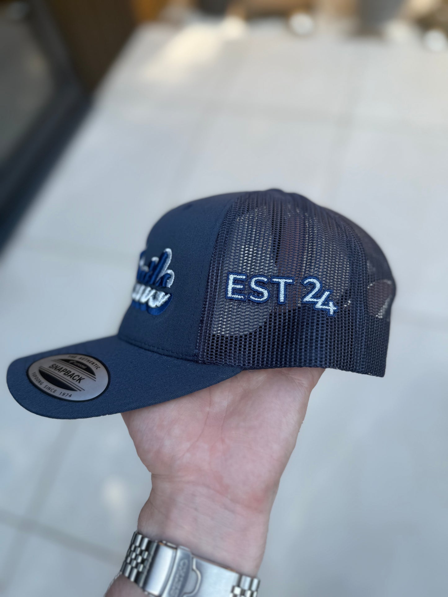 Navy TT SnapBack Cap - Electric Blue  / White 3D Foam (EST.24)