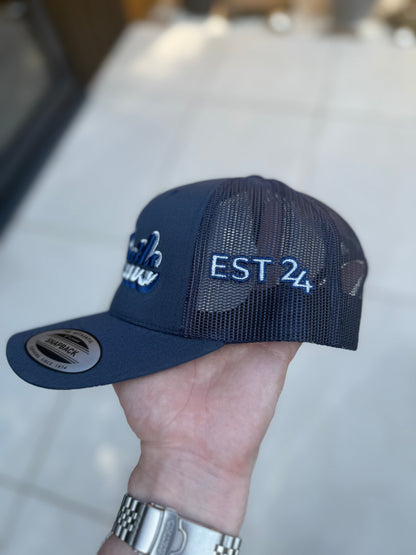 Navy TT SnapBack Cap - Electric Blue  / White 3D Foam (EST.24)