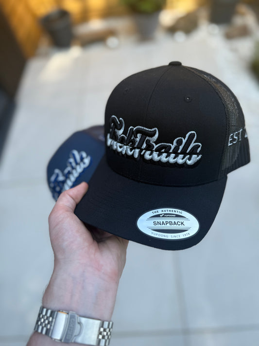 Black TT SnapBack Cap - Black / White 3D Foam (EST.24)