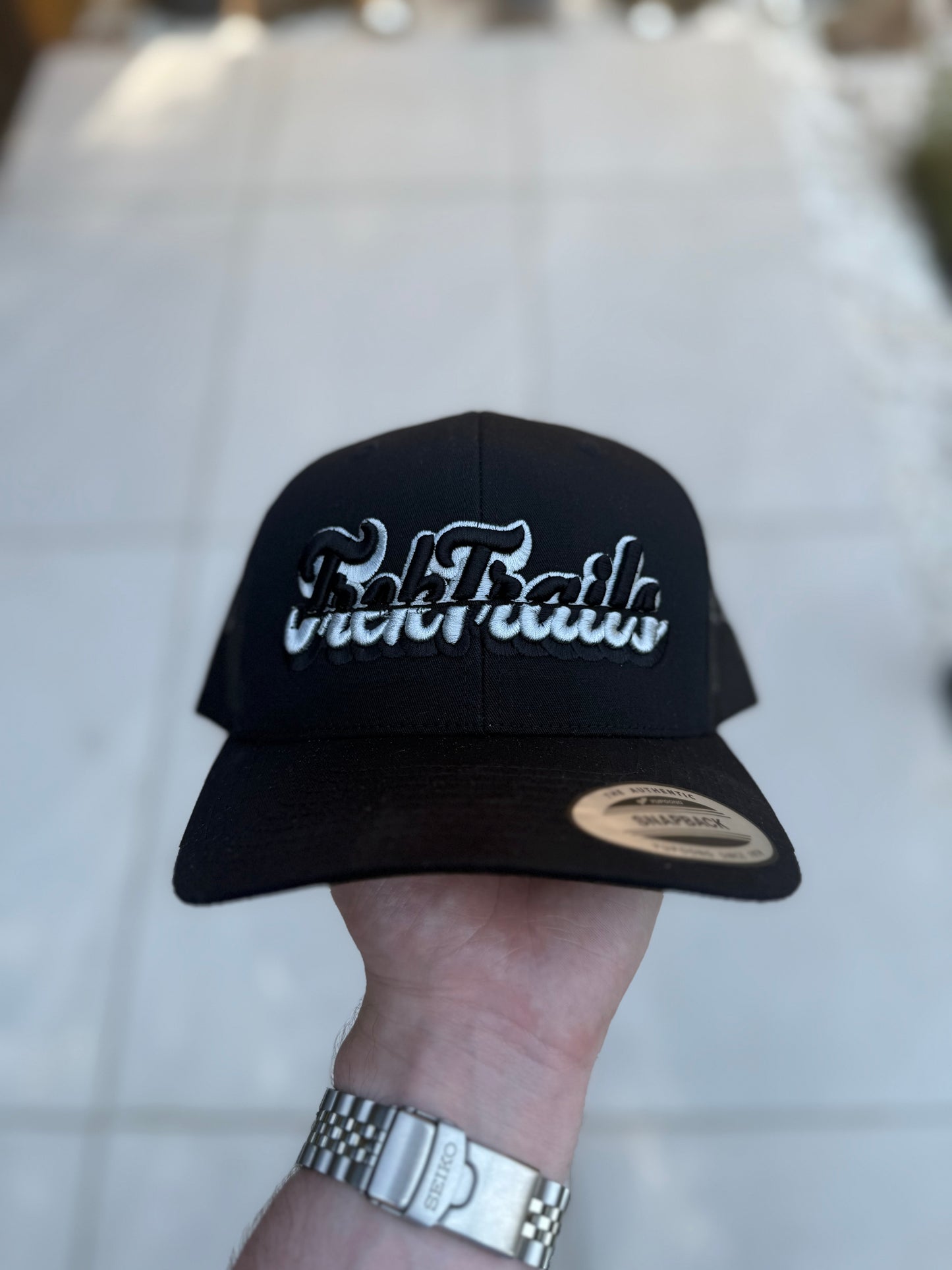 Black TT SnapBack Cap - Black / White 3D Foam (EST.24)