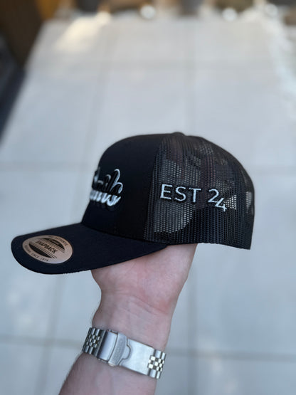 Black TT SnapBack Cap - Black / White 3D Foam (EST.24)