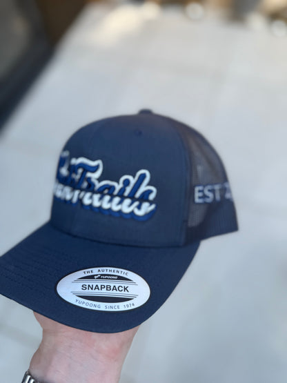 Navy TT SnapBack Cap - Electric Blue  / White 3D Foam (EST.24)